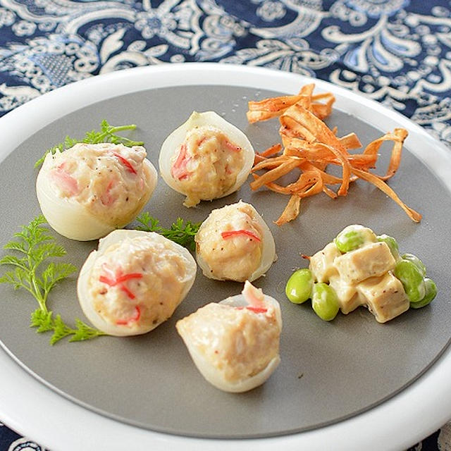 レンジで簡単！玉ねぎカップで鶏むね肉のシュウマイ♪