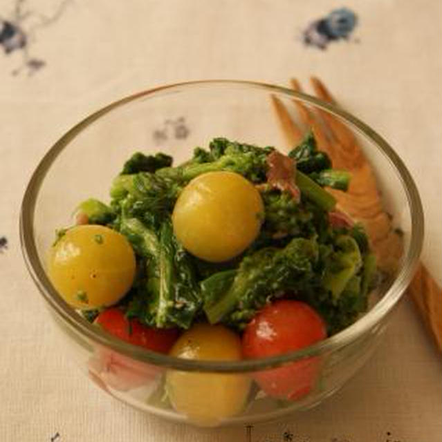 菜の花とミニトマトのアンチョビオイル和え