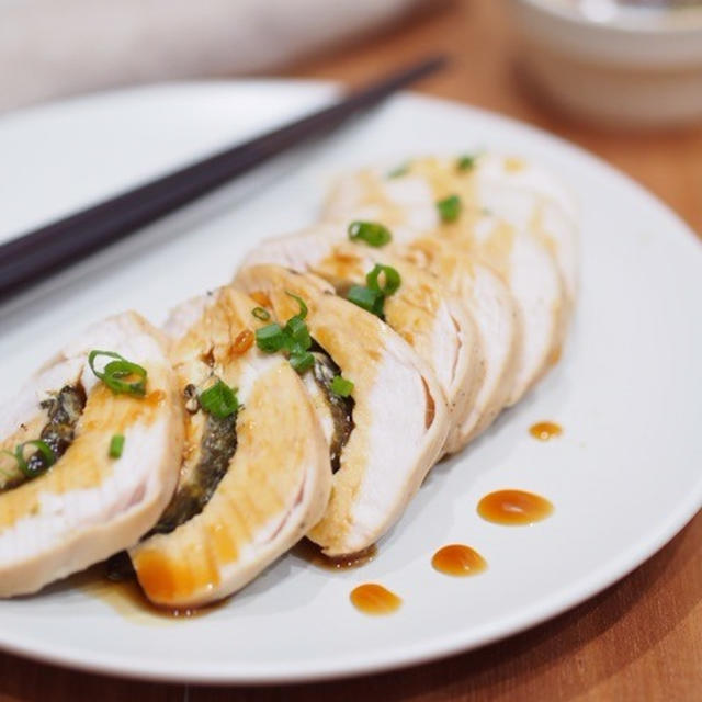 全部レンジで簡単！マヨ海苔チキンロール♡照り焼きソースがけ♡