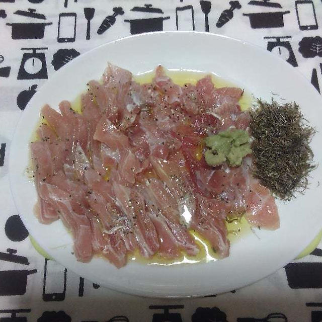 ビンチョウマグロのすき身でカルパッチョ風2