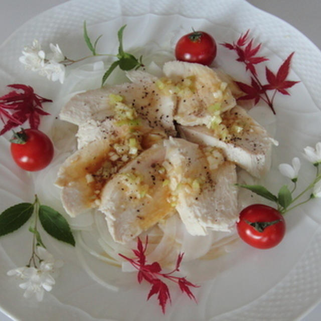 蒸し鶏肉の薬味だれがけ★★★