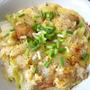 お味噌汁で卵とじ丼。(-ε-)