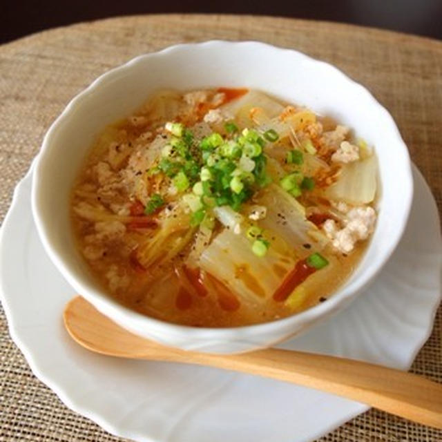暮らしニスタ掲載☆豚挽肉と白菜のピリ辛春雨スープ