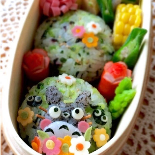 おにぎりにぺたんこトトロのお弁当♡お泊まり保育♡