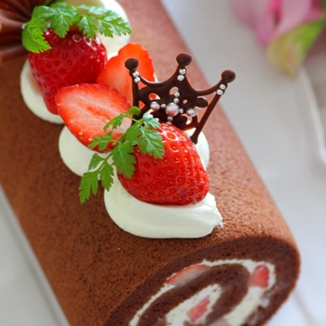 可愛いチョコロールケーキ By あいりおーさん レシピブログ 料理ブログのレシピ満載