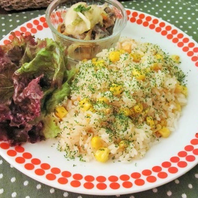 コーンと鮭の炊き込みご飯