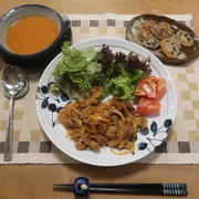 奥薗さんのポークチャップの晩ご飯と　色とりどりの百合の花♪