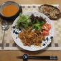 奥薗さんのポークチャップの晩ご飯と　色とりどりの百合の花♪