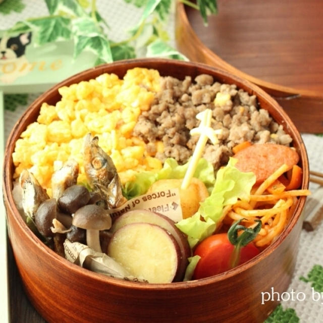 カフェ弁当☆二色そぼろ弁当・花子ぐれるわよー。