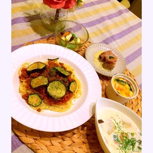 夏野菜たっぷりのあまりもの献立。