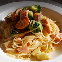 お正月の名残、、、白味噌風味のパスタ