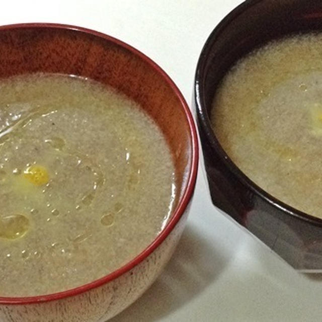 蓮根のすり流し／舞茸ポタージュ