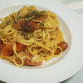 ウインナーとトマトのパスタ