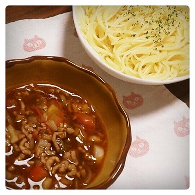 麻婆トマトでつけスパゲティ