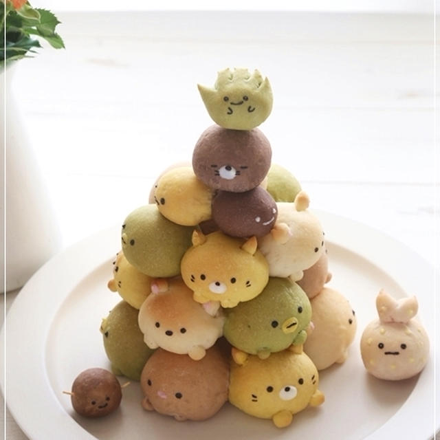 すみっコぐらしのぬいぐるみ風タワーちぎりパン＊キャラパン