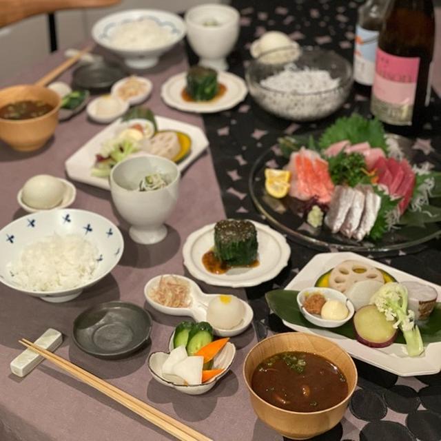 お刺身、しらす、蒸し野菜　和食で日本を応援してる
