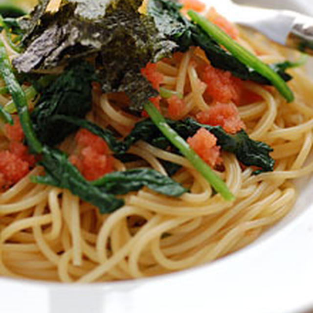 ほうれん草と辛子明太子のパスタ