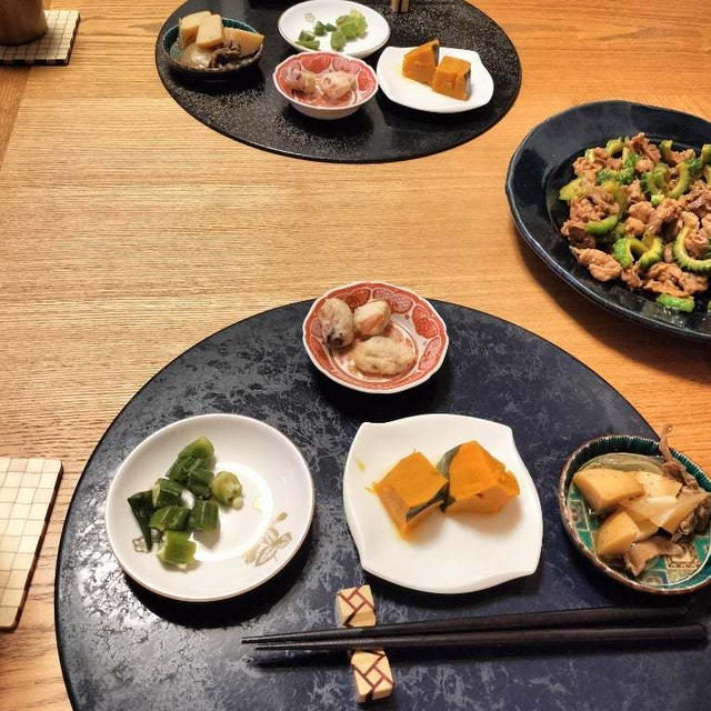 ダンナごはん！牛とゴーヤの炒め、小鉢4品で晩酌