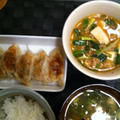 餃子とエビのお頭のお味噌汁