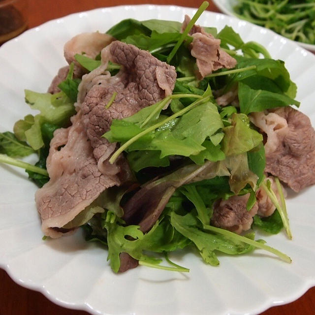 牛しゃぶサラダの柚子胡椒ポン酢