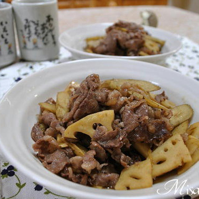 牛肉とれんこんゴボウの煮物