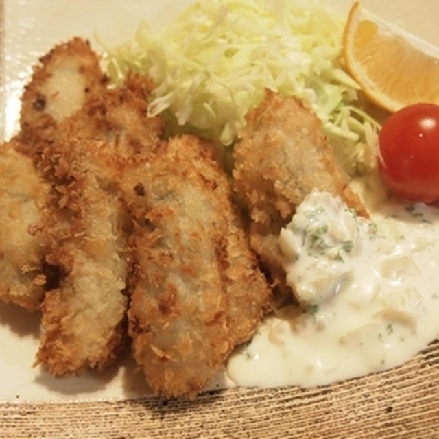 牡蠣フライらっきょタルタル添えと牡蠣の下処理