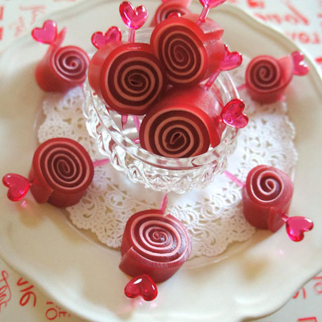 Happy Valentain's Day!!!のお返しに☆ラズベリー＆マシュマロのスパイラルグミ