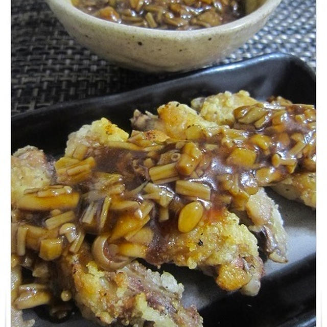 鶏のキノコ黒酢ソース＆豆苗iｎ豆腐炒めで大人な晩ごはん！