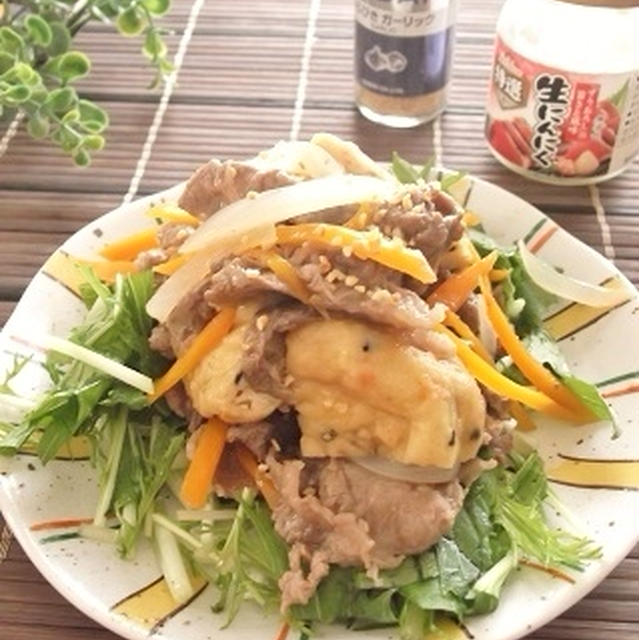 簡単☆がっつりメイン！牛肉とがんもの甘辛ガーリック炒め煮☆スパイス大使☆