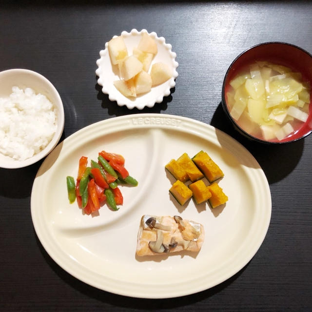 Sun 09 15 19 幼児食 夜ごはん 鮭の味噌焼き かぼちゃの煮物 パプ By うさぱんさん レシピブログ 料理ブログのレシピ満載