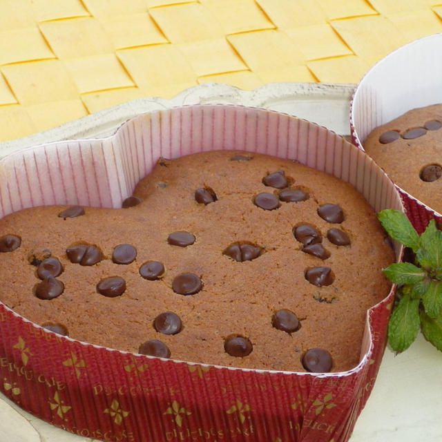 ハートのチョコチップケーキ