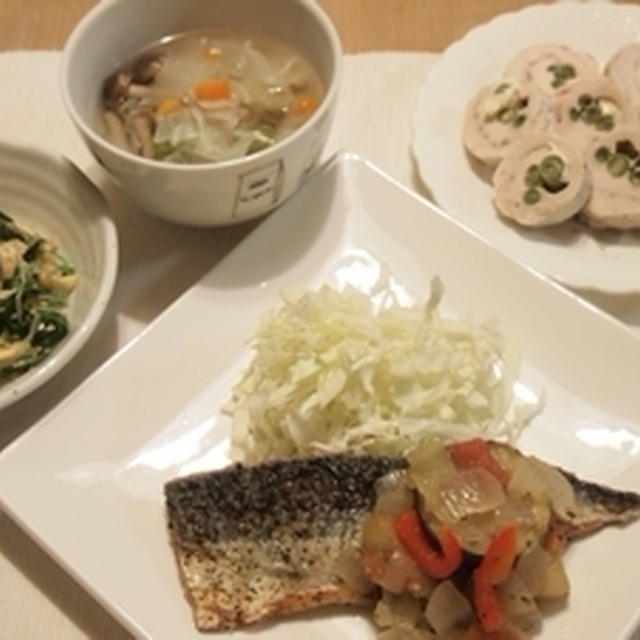 鰆のソテーラタゥユ添えとチキンロール