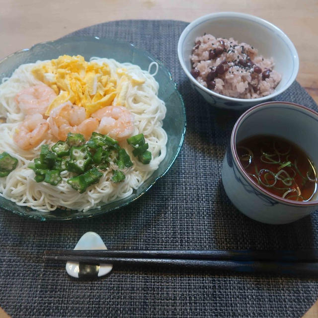 七夕素麺と　彩り野菜カレーと　ゴルフラウンド♪