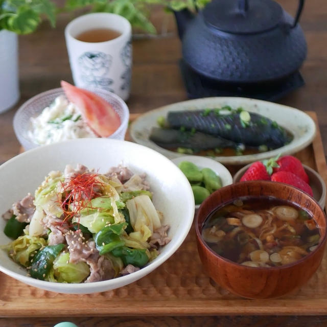 レンジで5分！キャベツの豚肉の中華丼