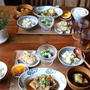 肉じゃが。たいと小松菜のお刺身ナムル。