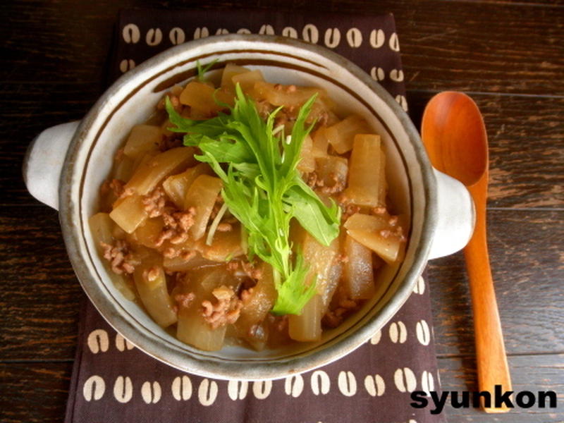 【簡単！！カフェごはん】大根とひき肉のとろみしょうが味噌煮