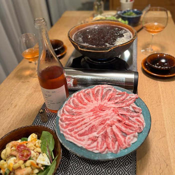 久しぶりの2人ごはん〜豚とレタスの出汁しゃぶ
