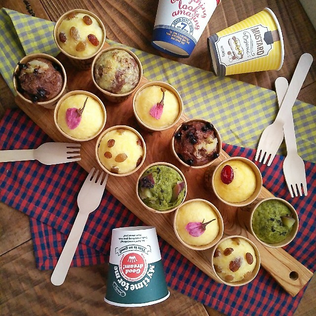 ホットケーキミックスで紙コップ蒸しケーキ