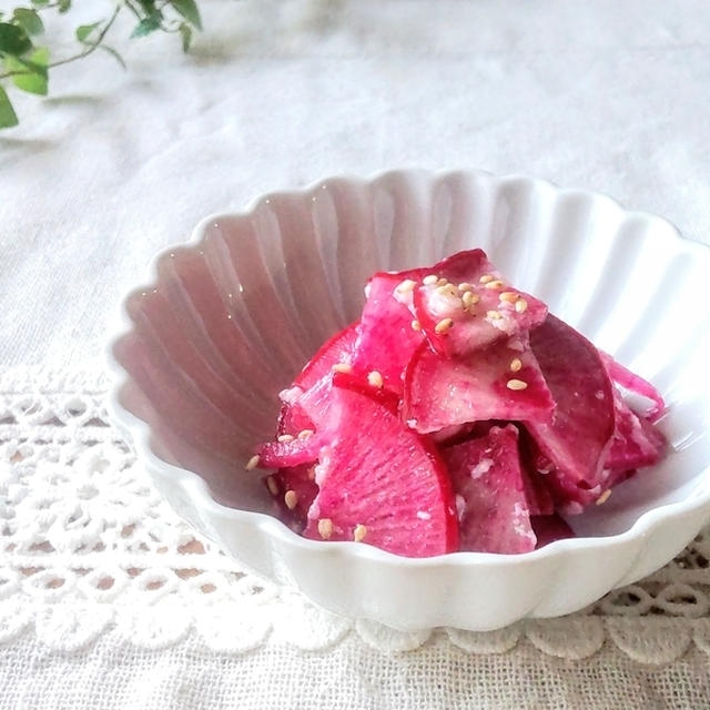【Beautyエイジング】作り置きに『紅芯大根のはちみつ塩麹浅漬け』美肌常備菜レシピ
