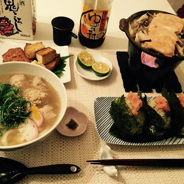 サーモンときのこの陶板焼きとか