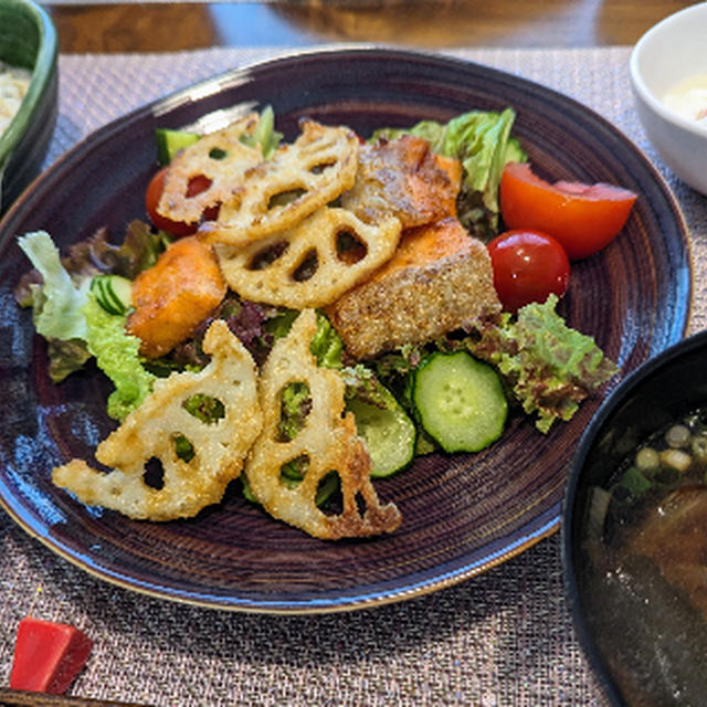 鮭とれんこんのバター醤油