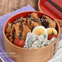 ソースカツ丼のお弁当と丸いお弁当箱の詰め方