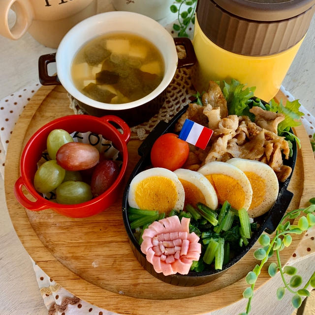 ＊台風一過で手抜き生姜焼き弁当＊