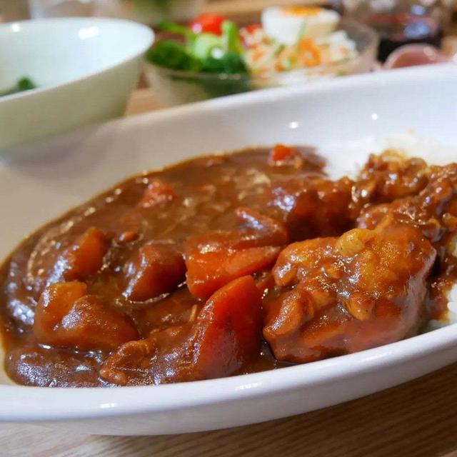 手羽元煮のカレー、ほんのり節約クッキング#私のごはん