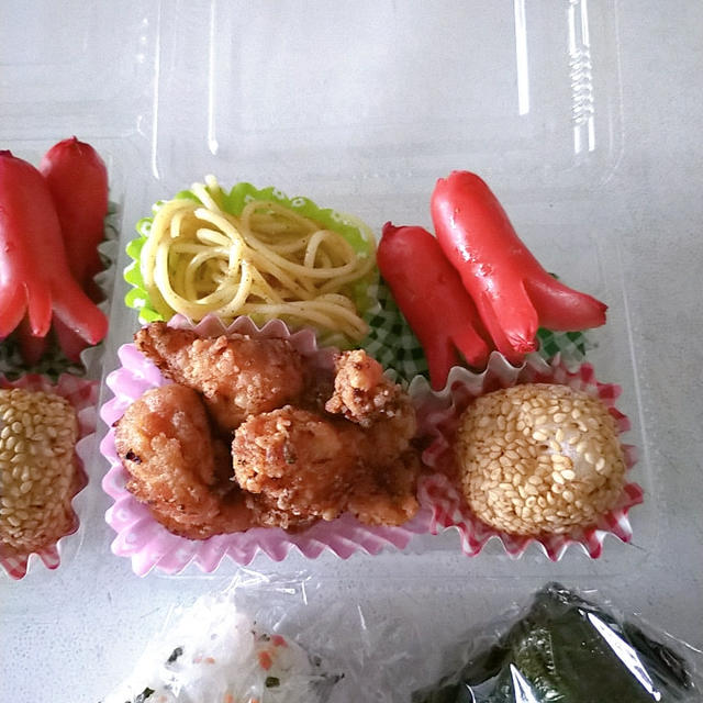 【ササミの唐揚げ】【スパゲティ】　７月１９日(火)のお弁当