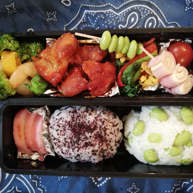 10分♡節約弁当　令和２年９月４日　～ピリ辛チキンとカラフル弁当～