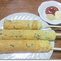 ほうれん草とコーンのパンケーキ。スティックパンケーキメーカーrokyで作ってみました