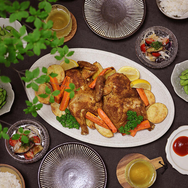 【献立】せきとりの半身カレー揚げと、茄子とトマトのマリネと、潮汁と、フカヒレスープと。～それは濡れ衣～