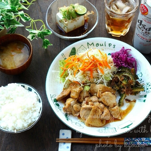 夜カフェ☆鶏のにんにく醤油焼き～(^-^)v