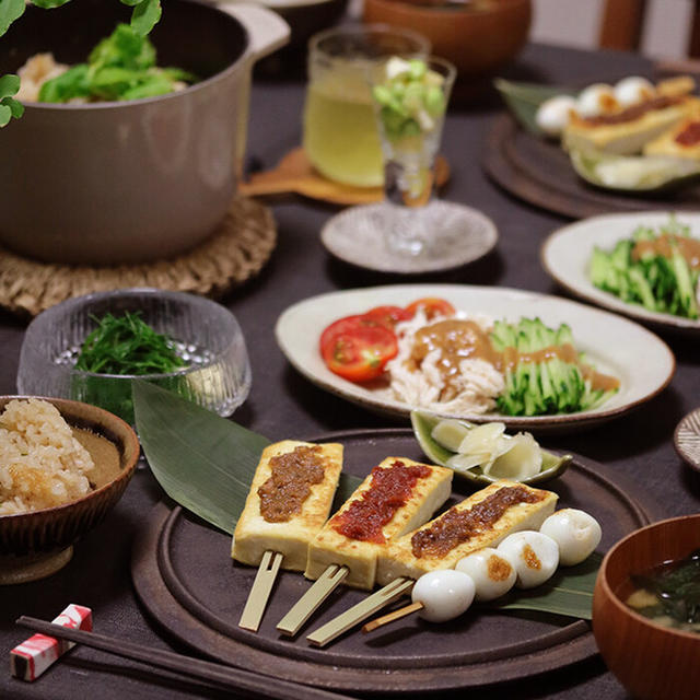 【献立】お豆腐田楽と、具なしでもめっちゃ美味しい炊き込みご飯と。